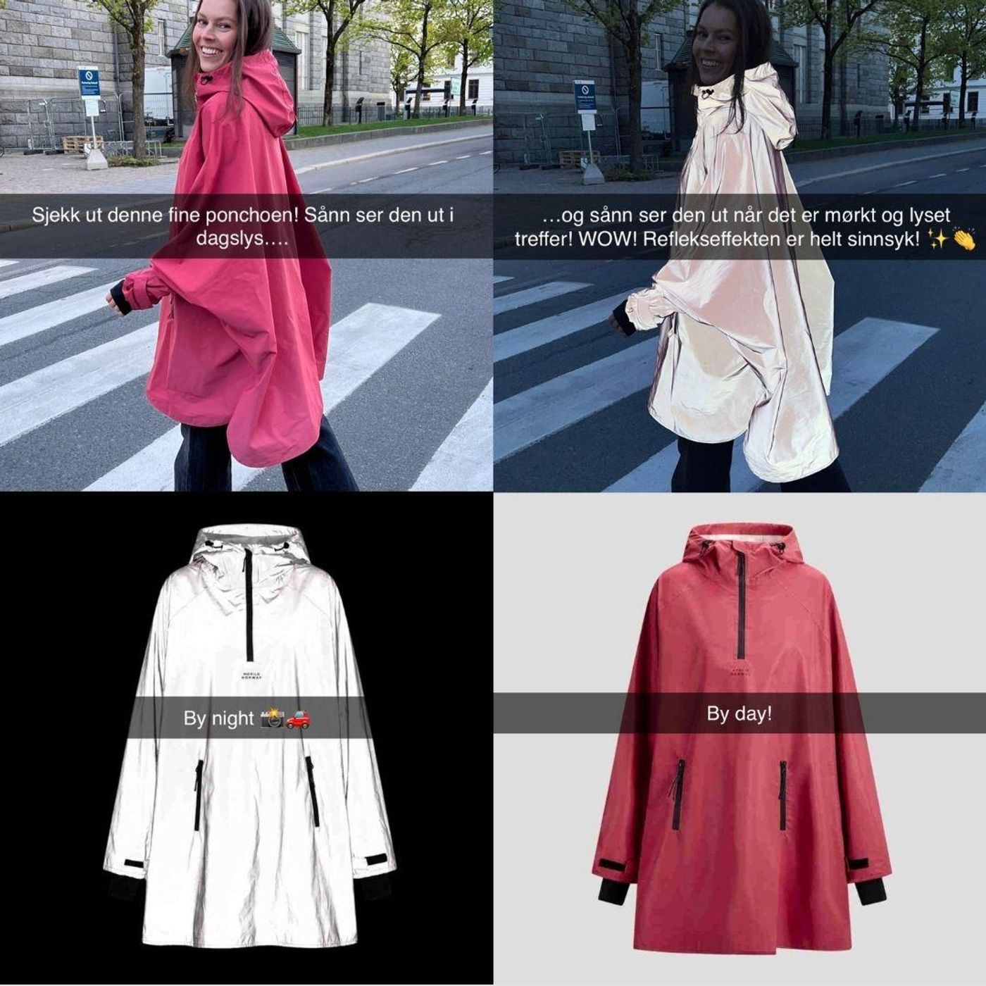 Morild Magi Poncho med refleks, rhododendron