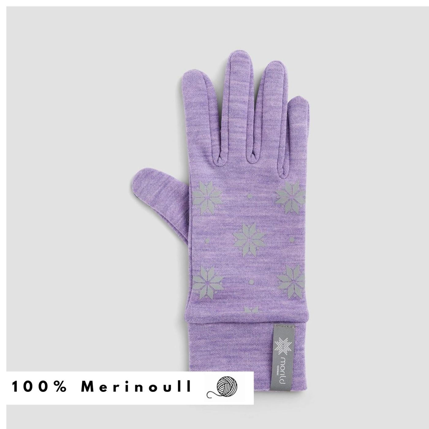 Morild Krystall hansker med refleks, Lavendel
