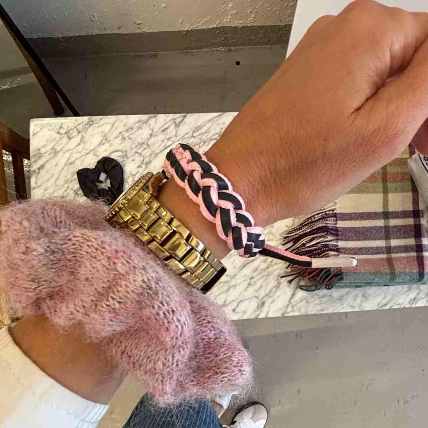 Morild Soft Knit scrunchie med refleks, rosa