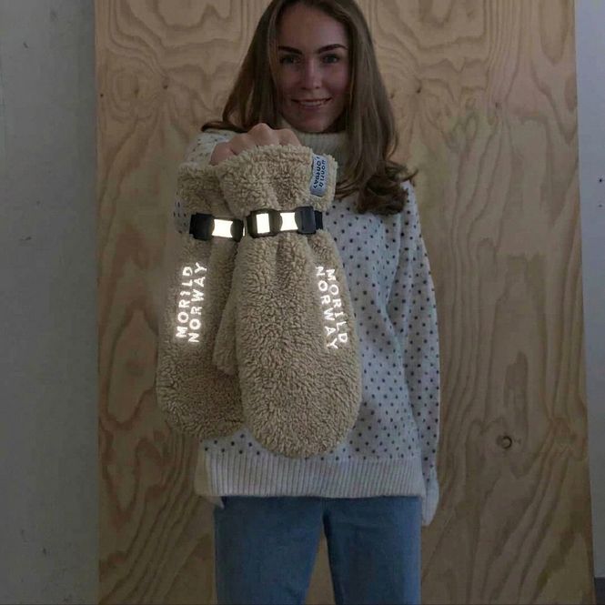 Hovedbilde Morild Teddy Fleece Votter med refleks, sand