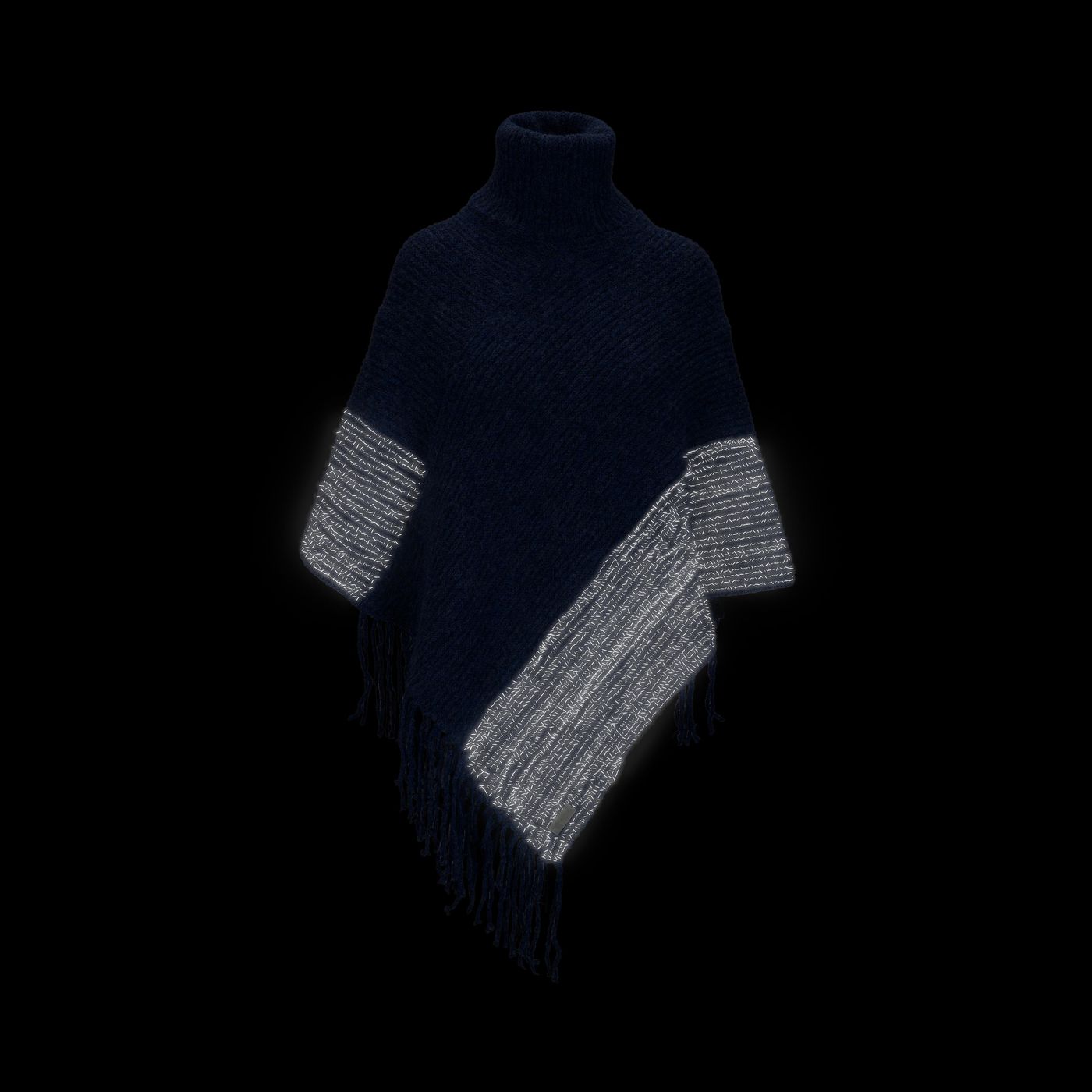 Morild  Fringe Poncho med refleks, klassisk blå
