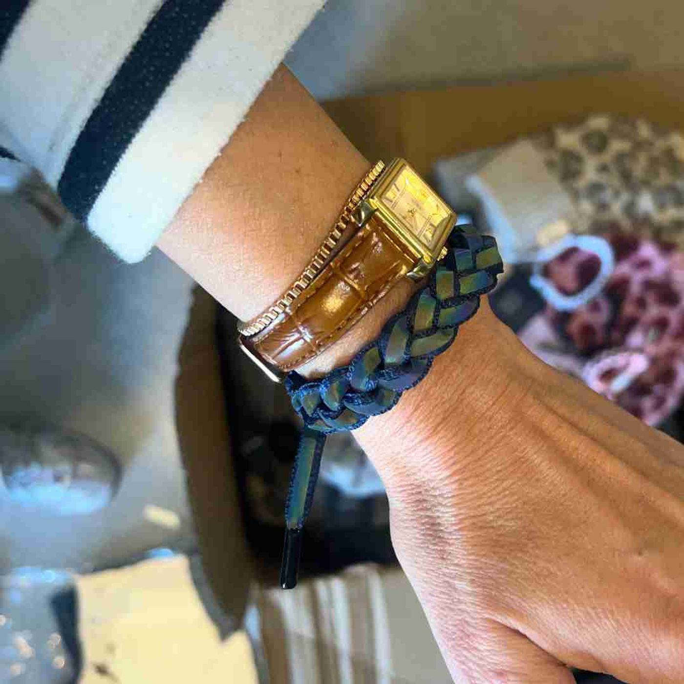 Morild flette armbånd med refleks, blå/sølv