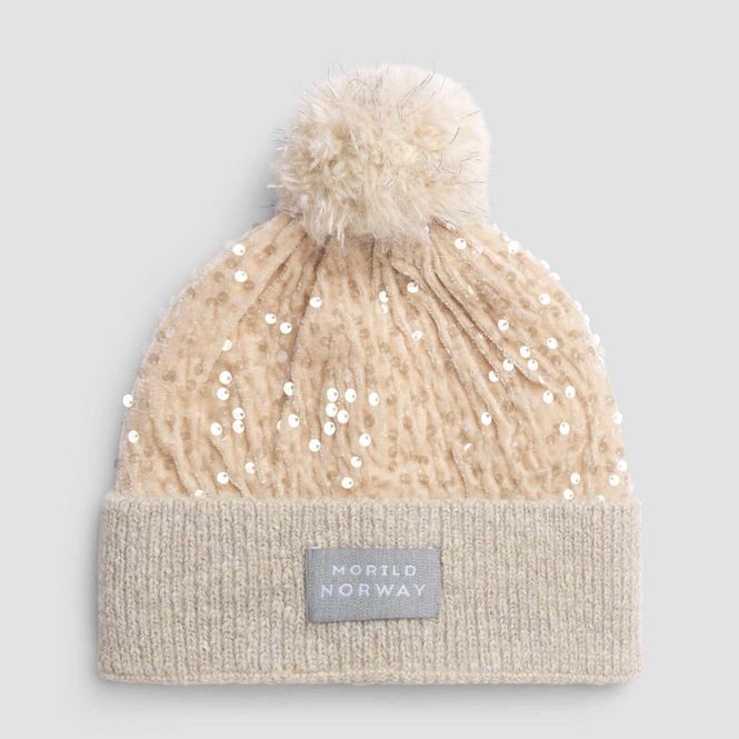 Hovedbilde Morild Glitter lue med refleks, krem
