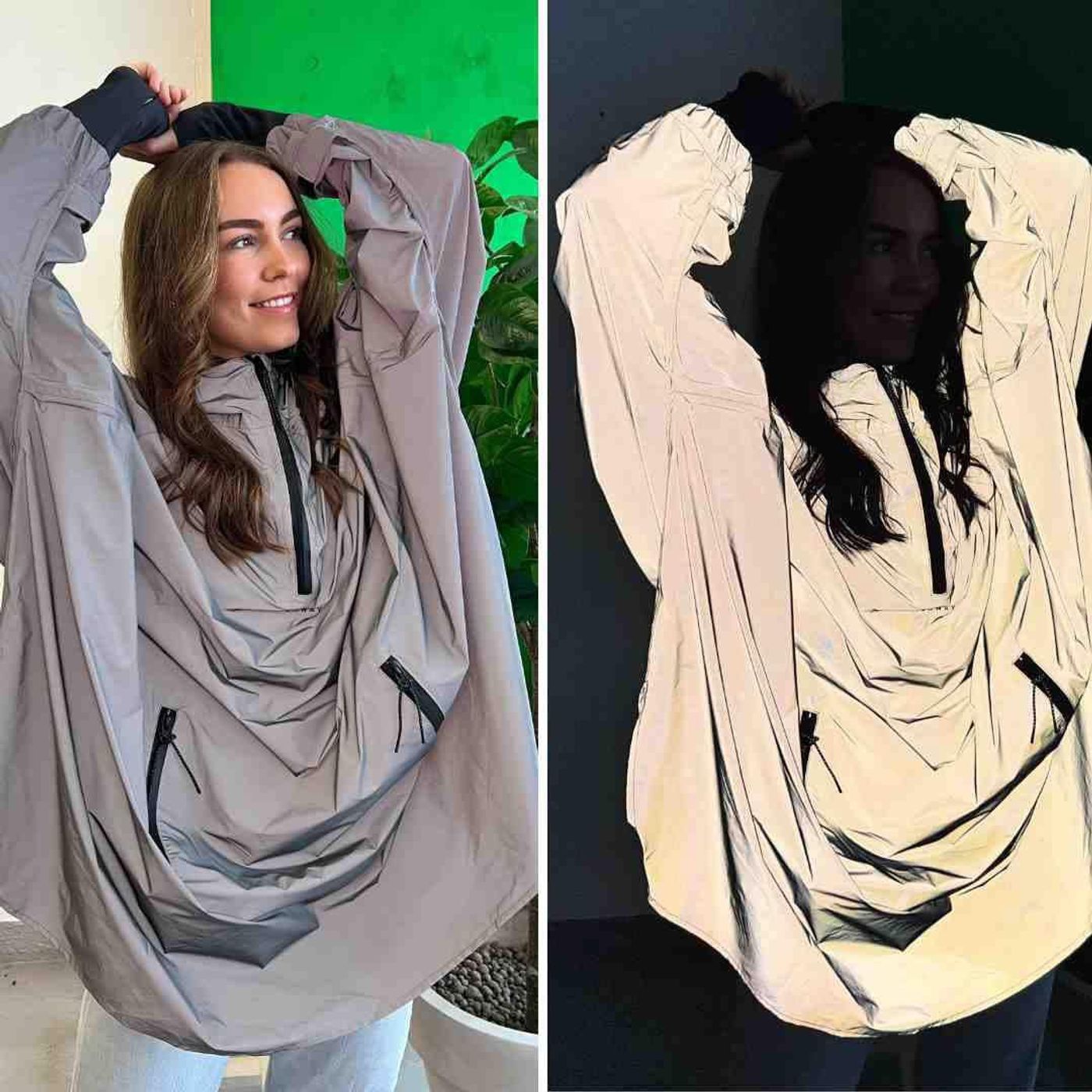 Morild Bli Sett Poncho med refleks, sølv