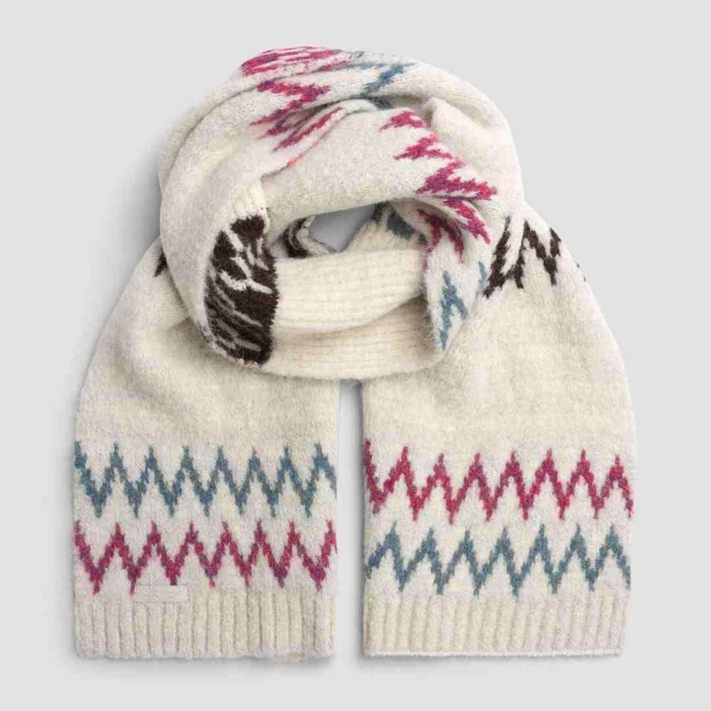 Morild Zig Zag Skjerf med refleks, krem/ocean/cherry