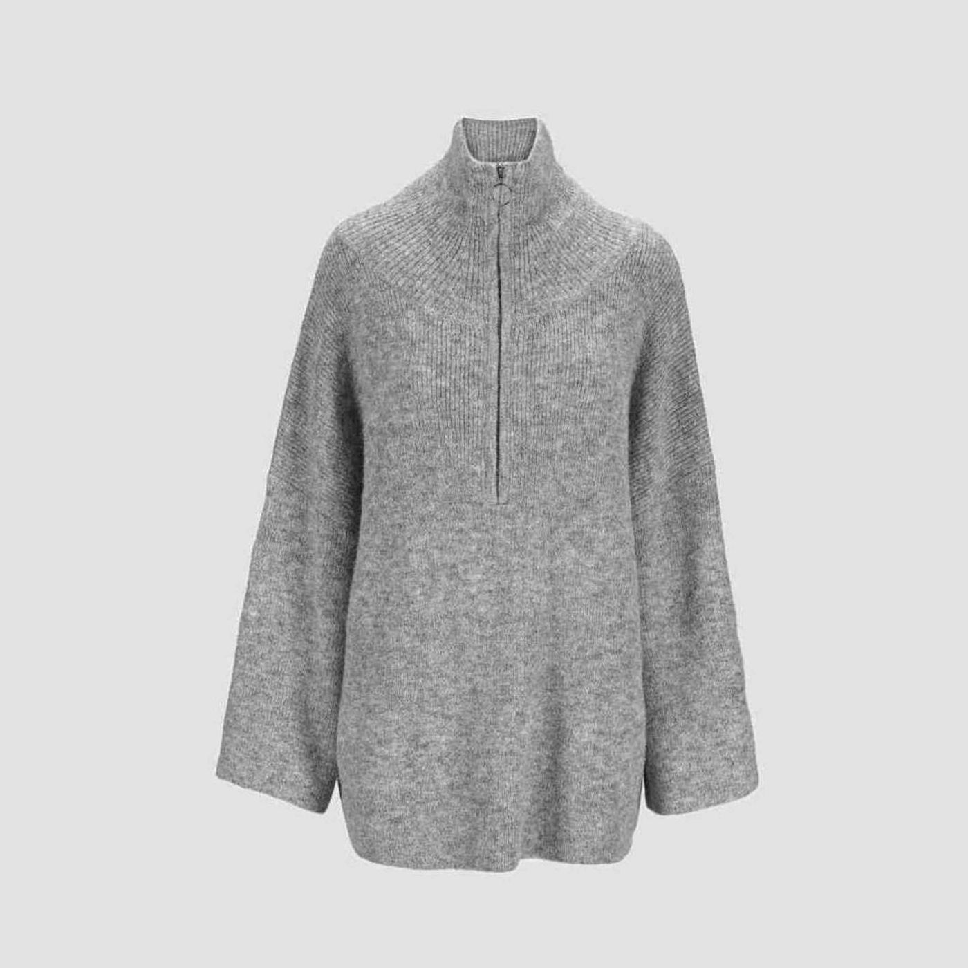 Morild Sine Zip Knit med refleks, lys grå